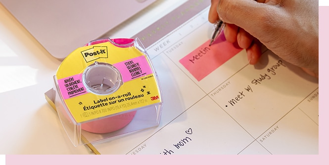 Using Label on-a-roll- to mark important notes on a calendar.

